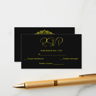 Informações cartão rsvp preto de ouro mandala
