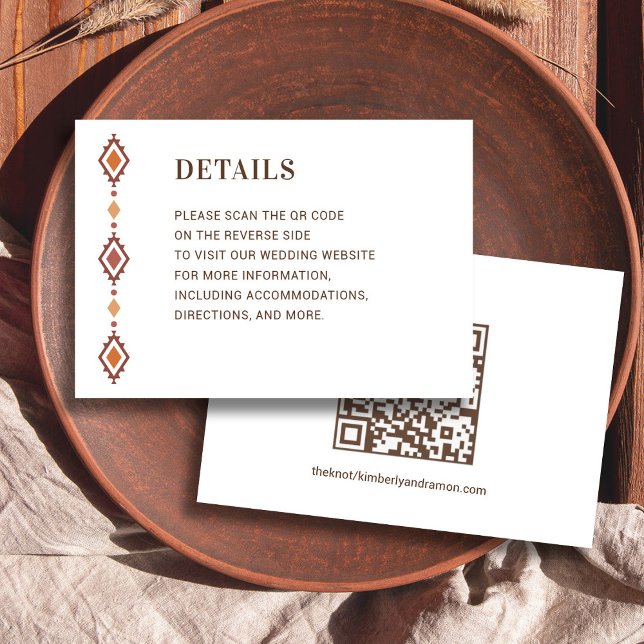 Informações Cartão Russo de Detalhes do Casamento Ocidental co (Rustic Western Wedding Details Card with QR Code)