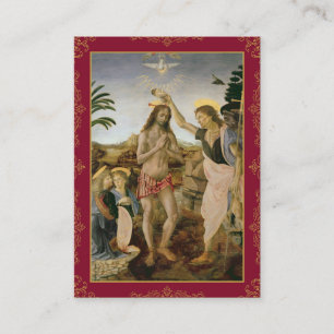 Informações Cartão Santo Tradicional de Batismo Com Arte Sacra