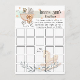 Informações Chá de Bebê Cartão de Bingo | Urso e Cavalo de Bal