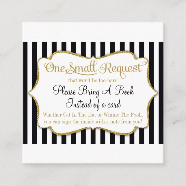 Informações Chuva de Bebê Livro Cartão Preto Dourado Traga Um  (Frente)