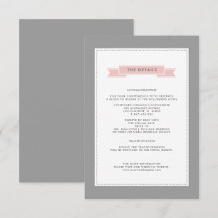Informações Cinzas Elegante   Cartão de Detalhes de Casamento 