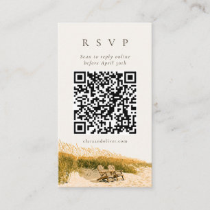 Informações Código QR de Grama Marinha Rústica Cartão de RSVP 