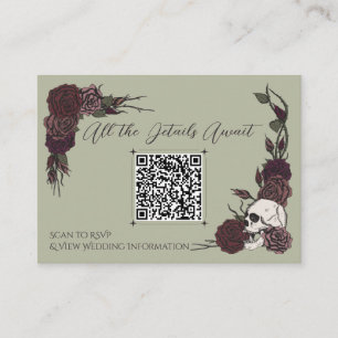 Informações Crânio Floral Verde Musgo & Cartão QR de Tinta