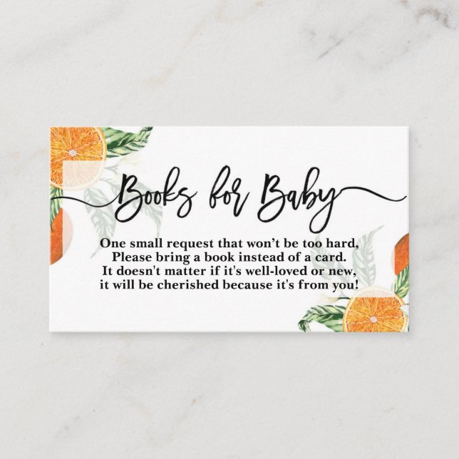 Informações Cuties Laranjas trazem cartão de livro (Frente)