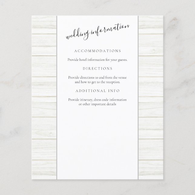 Informações de Convidado sobre Madeira Rústica com (Frente)