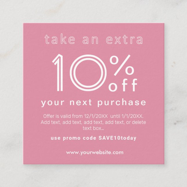 Informações Desconto no próximo cartão de visita de compra (Frente)