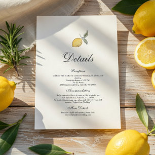 Informações Detalhes do Cartão de Casamento de Limão Costa A