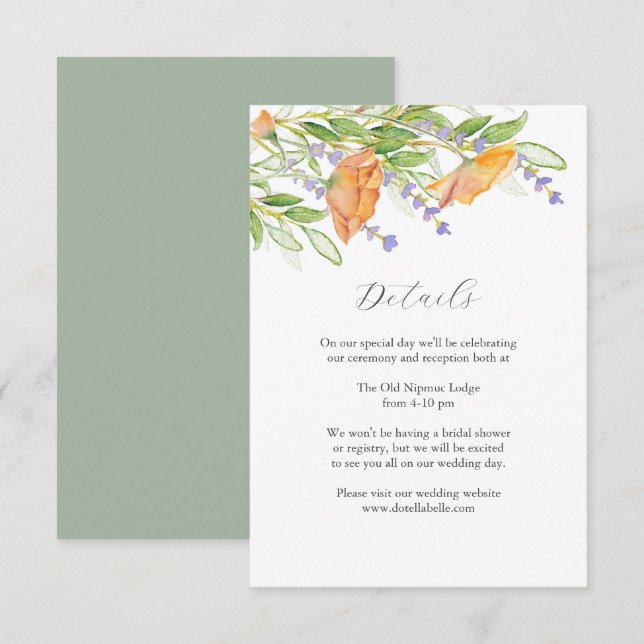 Informações Detalhes do Cartão de Enclausuramento de Casamento (Frente/Verso)