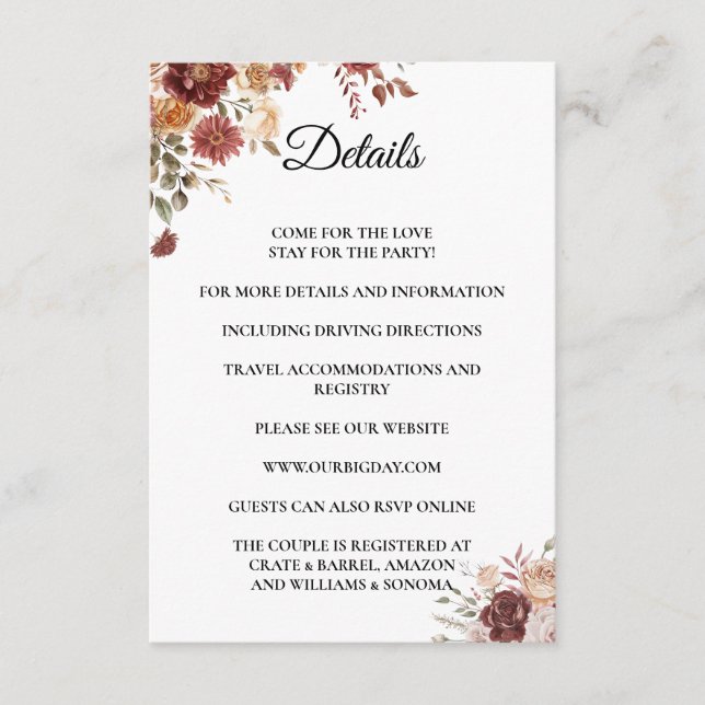 Informações Detalhes do Cartão de Envio Terra Cotta (Frente)