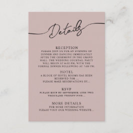 Informações Detalhes do cartão de gabinete para Boho Wedding.