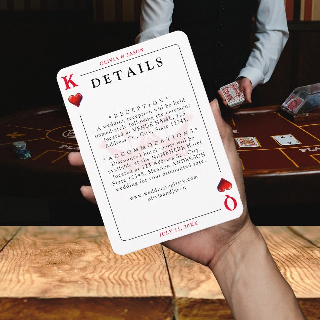 Informações Detalhes do Cartão de Reprodução do Rei e Rainha d (King & Queen of Hearts Playing Card Details
)