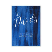 Detalhes do casamento: cartão azul de exposição ar