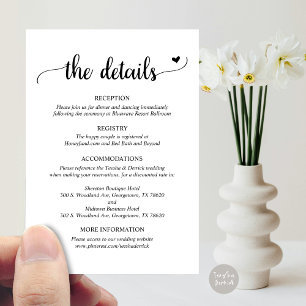 Informações Detalhes do Casamento, Cartão de Gabinete Rustic S
