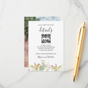 Informações detalhes do casamento de flores silvestres Cartão