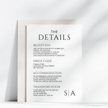 Detalhes do Casamento Minimalista Cartão de Gabine