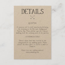 Detalhes do Casamento Rústico - Cartão de Informaç