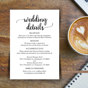 Informações Detalhes do Nosso Casamento, Cartão de Enclausura 