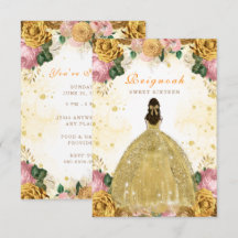 Doce 16 Cartão de Aniversário Amarelo