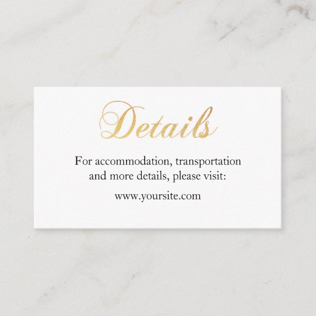 Informações Dourada carta de detalhes do casamento. Cartão de  (Frente)