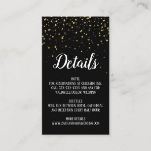 Informações Dourada Confetti no Cartão de Detalhes do Casament