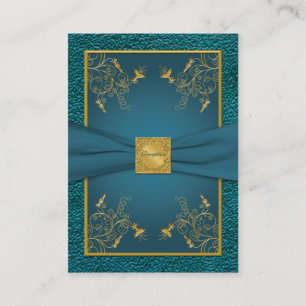 Informações Dourado no Cartão de Recepção Teal