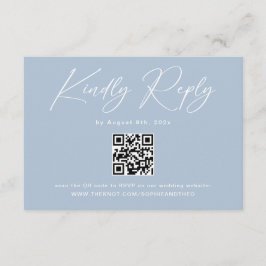 Informações Elegante Cartão de RSVP de Código QR Azul Claro Ca