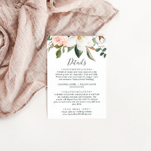 Informações Elegante Magnolia Cartão de gabinete com detalhe