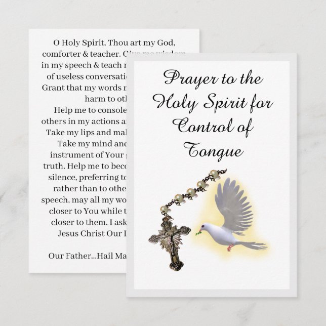 Informações Espírito Santo Controle do Cartão de Oração de Voz (Frente/Verso)