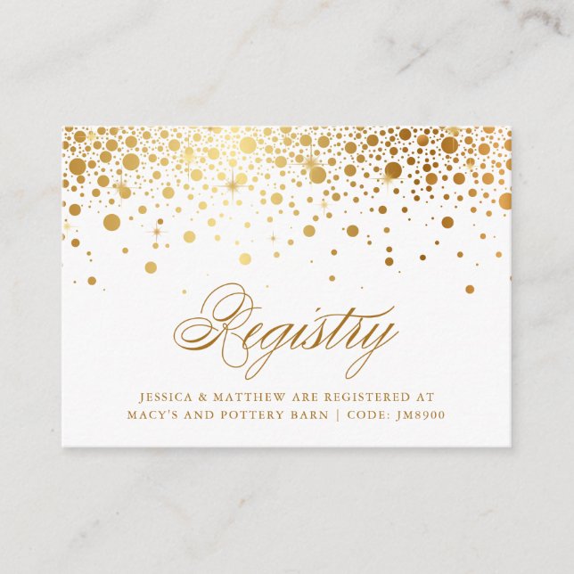 Informações Faux Gold Foil Confetti Pontos de Casamento Cartão (Frente)