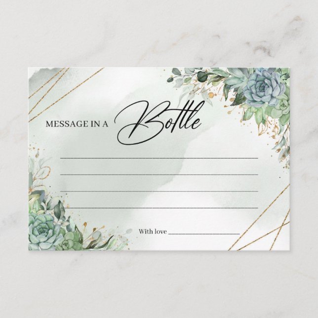 Informações Folhagem verde suculenta Mensagem num cartão de fr (Frente)