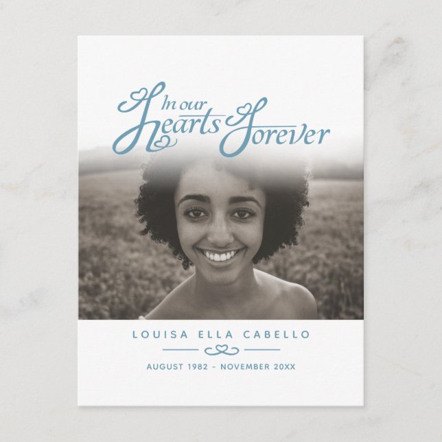 Informações Funeral em nossos corações cartão azul de foto bra (Frente)