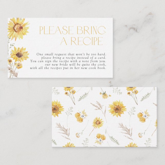 Informações Girassol Traga Um Cartão De Recepção (Frente/Verso)