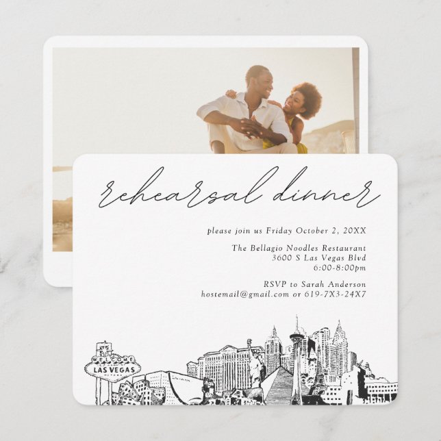 Informações Janto de ensaio de Las Vegas Convidar cartão de ga (Frente/Verso)