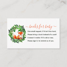 Livros Cute Fox para Cartão de Envio de Chuveiro d