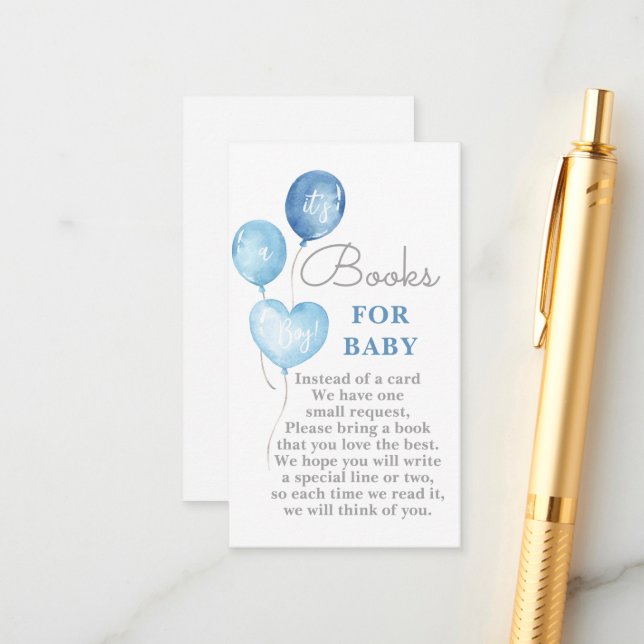 Informações Livros de balões azuis para cartão de menino (Frente/Verso In Situ)