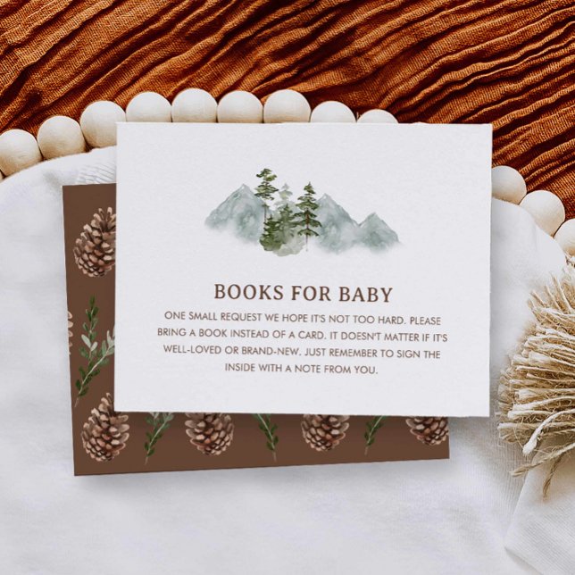 Informações Livros de Chá de fraldas Russo para Cartão de Bebê (Rustic Woodland Books for Baby Card)