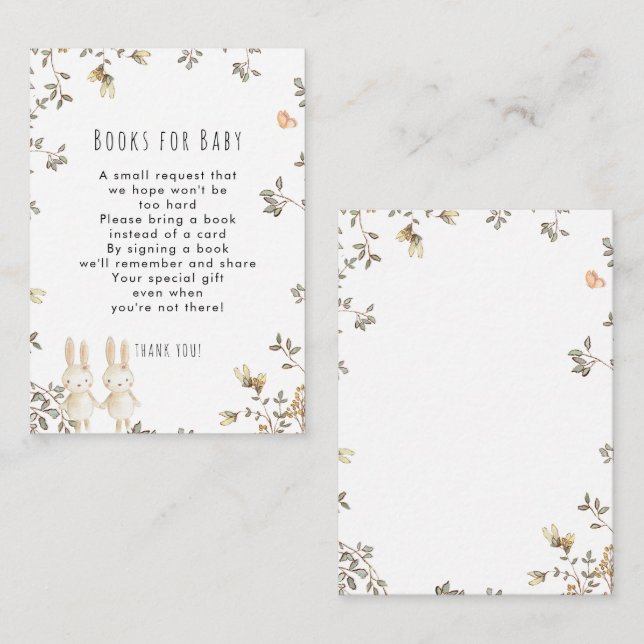 Informações Livros de coelhinhos de meninas gêmeas para cartão (Frente/Verso)