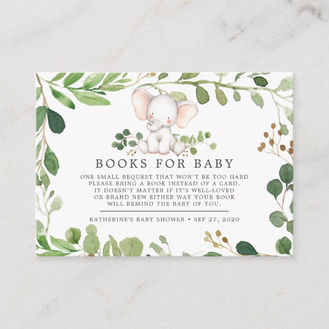 Informações Livros De Elefante Para Cartão De Chá de fraldas P (Frente)