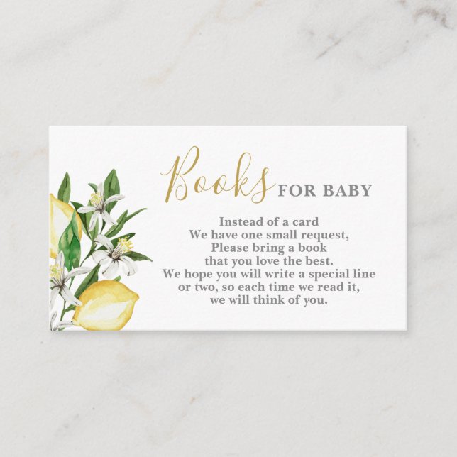 Informações Livros Florais de Lemons para Cartão de Bebê (Frente)
