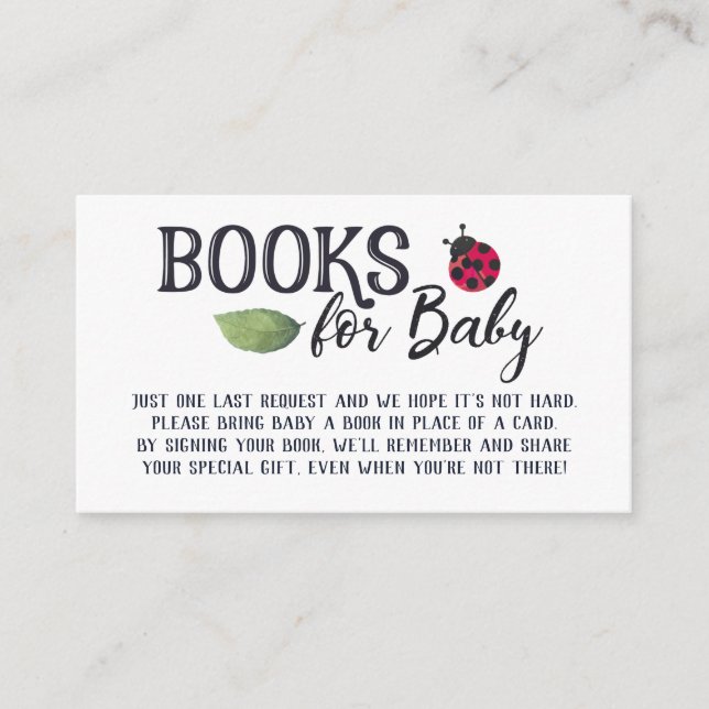 Informações Livros Ladybug para cartão de gabinete para bebê (Frente)