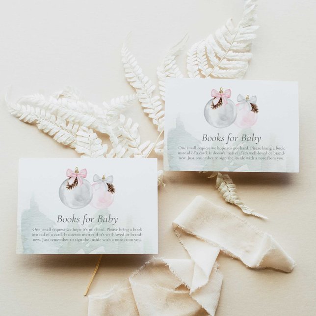 Informações Livros para Menina Rosa de Natal para o Cartão de  (Christmas Baby Shower Books for Baby card)