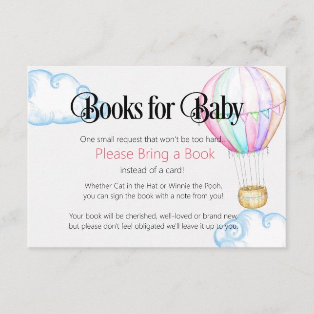 Informações Livros Rosa de Balão de Ar Quente para Cartão de B (Frente)