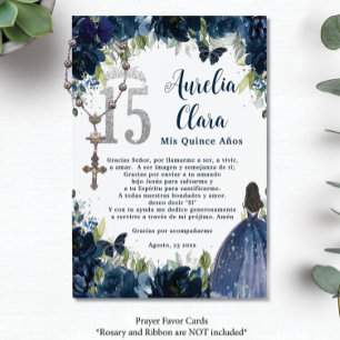 Informações Marinho Azul Prata Floral Quinceañera 15 Cartão de