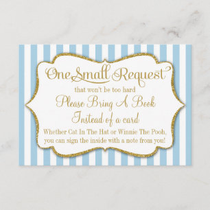 Informações O cartão de livro Dourado azul do chá de fraldas