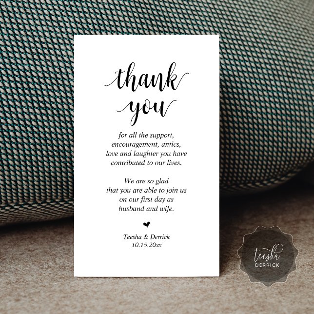 Informações Obrigado, moderno cartão de gabinete de roteiro (Wedding Thank you, Modern Script Enclosure Card, Celebrating with us, Black and white)