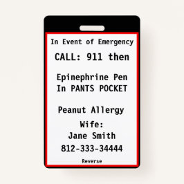 Informações Personalizadas da Etiqueta de Crachá d