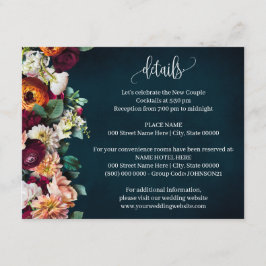 Informações Pormenores do casamento Cartão de Marinho de vinho