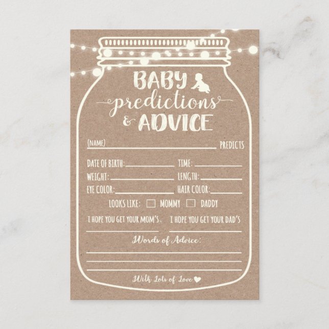 Informações Previsão de bebê e cartão de gabinete de aconselha (Frente)