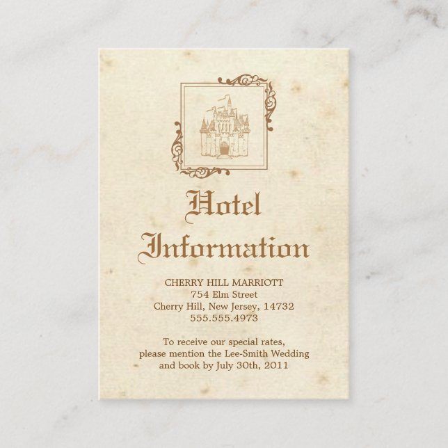 Informações Royal Storybook - Cartão de Alojamento (Frente)